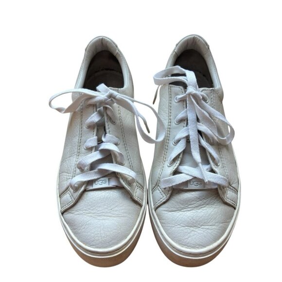 UGG Women’s White Leather Zilo Sneakers Size 8 - Picture 3 of 6